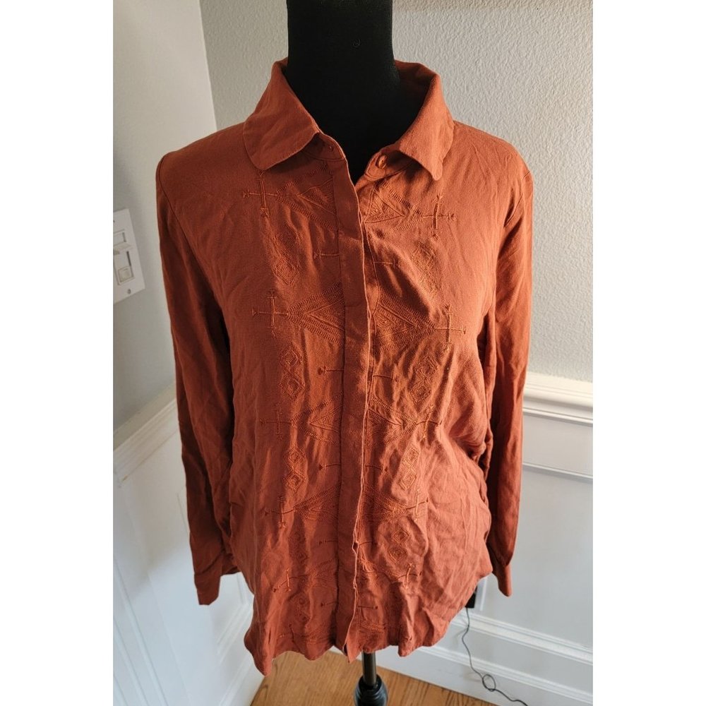 Pendleton Embroidered Button Down Rayon Shirt, Sm… - image 1